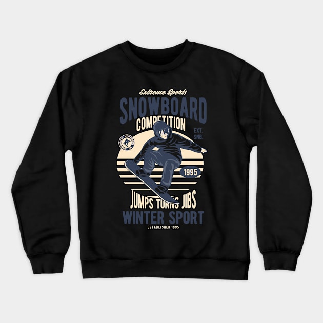 Snowboard, Vintage Retro Classic Crewneck Sweatshirt by CoApparel